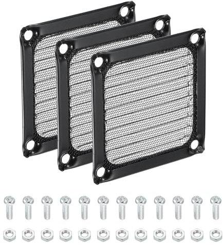 PATIKIL 60mm Computer Fan Filter Grill with Screws, 3 Pack Aluminum Frame with Stainless Steel Mesh Dustproof Case Cover for Computer, Ventilator, Black