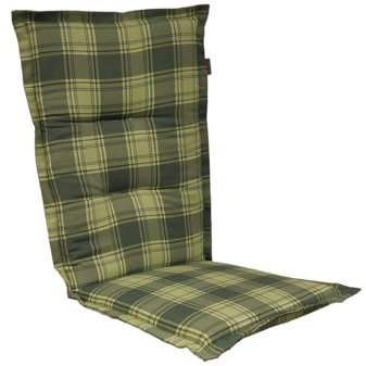 Angerer Freizeitmöbel GmbH Auflage für Gartenmöbel - Stuhlauflage hoch Made in Germany (Grün kariert)