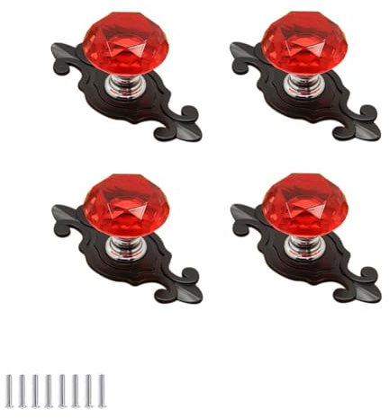 FEEIMOL 4 Stück Kristall Glas Knöpfe Möbelknöpfe Bunte Kristall Schrankknöpfe Schubladenknöpfe Schrankgriff Griffe für Kleiderschrank Kommode Knöpfe Einzelloch 30mm