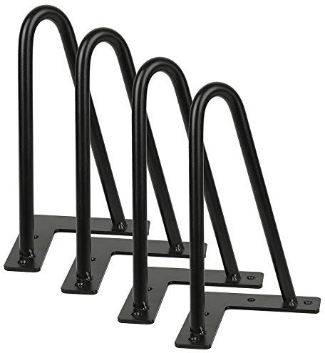 Lot 4 Pieds de Table en Épingle à Cheveux 20cm,Ensemble de Pieds de Table en Épingle,Pieds pour Table Chaise Meuble en Métal,DIY Pieds de Table Basse Industrielle,pour Table a Manger (Noir, 20cm*4)
