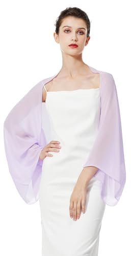 BEAUTELICATE Chal Cape Mujer Fiesta Gasa Bufanda Estola Verano para Novia Bodas Invitada Elegante Ligero (Lilac)