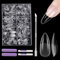 EARLMONI 432Pcs Short Almond Nail Tips for Gel Extensions, Clear Soft Gel Full Cover Pre-buff Fake Nails Set with Glue, Nail File, Cuticle Pusher, 12 Size Short False Nails Extension Kit
