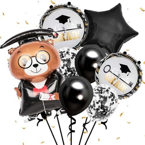 AUNGKWANG 8 Stück Abschlussballons, Bären-Abschlussfolienballons, Abschlussballon-Set, Abschlussparty-Dekorationen, Abschlusszeremonie, Abschlussurkunde, Geschenkdekorationen
