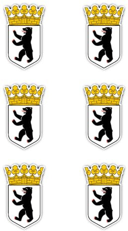 Aufkleber: 50 mm, 6 Stück - Wappen - Deutschland - Berlin - DE - BE - für Auto, Laptop und mehr