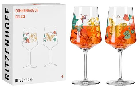 RITZENHOFF 2841020 Aperitif-Glas Sprizz 2er-Set 500 ml - Serie Sommerrausch Deluxe mit bunter Collage - Made in Germany