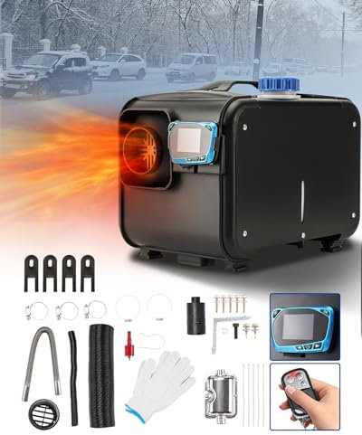 ShockFlo 8KW 12V Diesel Air Heater Portable Parking Heater Diesel Quiet Heating w/Silencer All-in-one Single Hole w/Remote Control LCD Display for Car RV Boat Camper Indoors Black Toolbox Style 02
