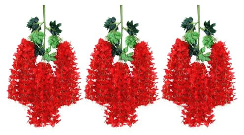 JQGADL Romantique Glycine Fleurs,Fausse Plante Suspendue Extérieure,Fleurs Artificielles Faux Wisteria Vigne,pour Mariage Arche,Arrangement Cérémonie,Maison,Jardin,Party Décoration(Color:E)