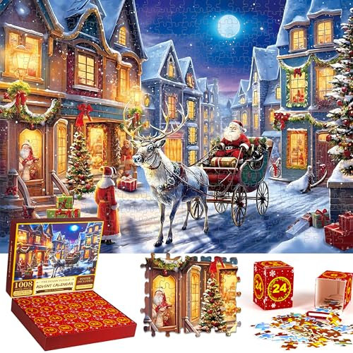 Girls Kids Jigsaw Advent Calendar 2024 Kids Christmas Advent Calendar 2024 Jigsaw Puzzles 1008pcs, Christmas Countdown Calendar Jigsaw, Xmas Gifts Jigsaw Advent Calendar for Kids Girls Boys Women