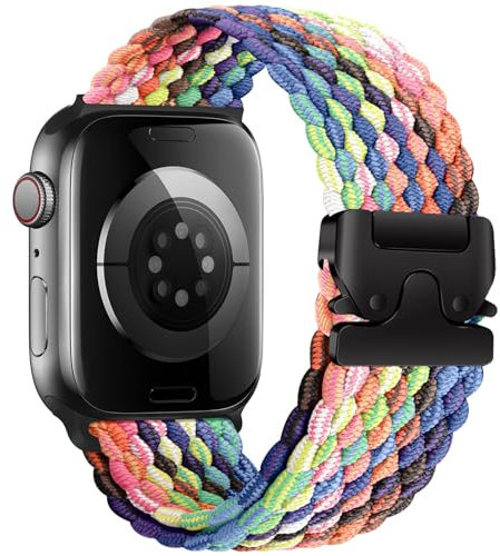 Geflochtenes Armbänder für Apple Watch 10 Armband 46mm 42mm 40mm 44mm 45mm 41mm 38mm 49mm,Elastisches Nylon Strap Fallschirmverschluss Band für Apple Watch SE 3/2 iWatch 11 9 8 7 6 5 4 3 Ultra 3/2/1