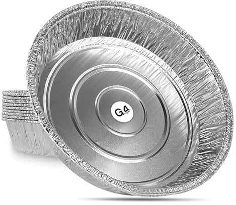G4GADGET Aluminium Foil Trays – Pack of 10 – Round 9.5 Inch Food-Grade Disposable Baking Containers – Oven & Freezer Safe for Roasting, Cooking, and Catering
