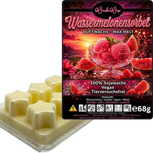 WonderWax® Duftriegel 6 x Duftwachs Sterne Weiß Wassermelonensorbet | Farbe: Weiß | Raumduft für Duftlampen, Wax Melt, Sojawachs, Indoor Duftöl Wachs schmelzen für Aromalampe