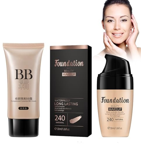 Moisturizing Liquid Foundation, 30ml Flüssige Foundation feuchtigkeitsspendend, langanhaltend– Naturkosmetik, seidige Textur - Inklusive passender BB Creme für natürlichen Look (Natürlich, 30ml)