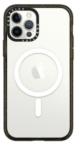 CASETiFY Impact iPhone 12 Pro Hülle [MagSafe-kompatibel/Schutz vor Stürzen aus 2,5 m Höhe/Schlank] - Clear Black