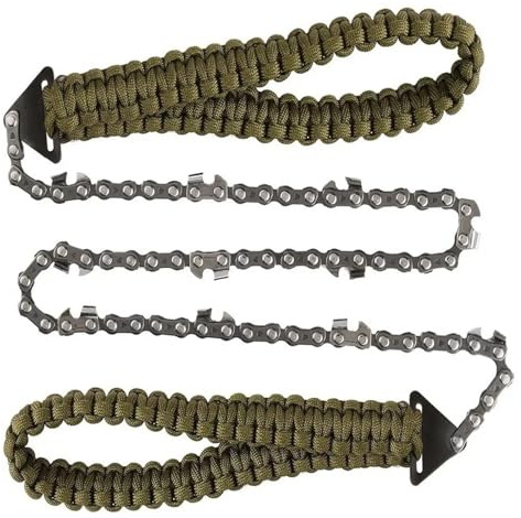 1 Piece Emergency Camping Hiking Tool 11 Sawtooth Outdoor Tools Hand Zipper Saw Garden Logging Survival Chain Saw Portable(Black)