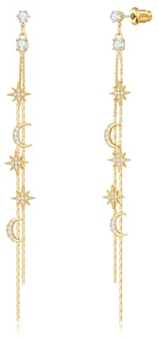 TOVABA Ohrringe Gold Damen – Elegante Tropfen Ohrringe mit Kristallen in Blumenform, Hypoallergen, Unempfindlich, Geschenk für Besondere Anlässe und Täglichen Gebrauch – Lange Hängeohrringe