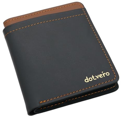 DOTVERO Venice - Premium Minimalist Wallet for Men - Real Leather - RFID Blocking Wallet can fit 8 Cards and Note Section - Handmade Slim Mens Wallet in Wooden Gift Box (Night Green/Caramel Tan)