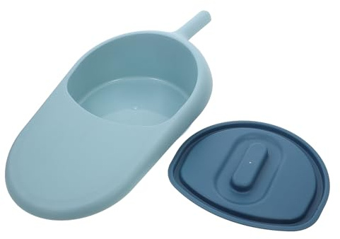 Bettpfanne für Ältere Frauen aus PP mit Deckel, Auslaufsicher | Bettlägerige Patienten, 51x24x9cm, Blau, Einfache Reinigung, Vielseitig Nutzbar, Einwegurinal