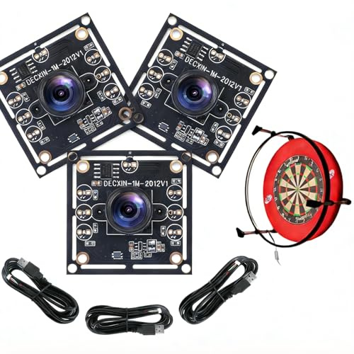 OV9732 Kameramodul 100° 3er-Set für Autodarts Dart Kamerasystem | 1280x720 HD, 30fps, USB 2.0, 2m Kabel, Hohe Bildklarheit & Weitwinkel für Autoscoring & Gesichtserkennung (2m)