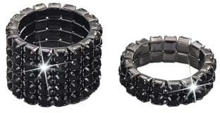 Floruvia 2 Stück Kristall Stretch-Ringe Set für Damen, Bling Strass Elastische Knöchel Ringe, Funkelnde Dehnbare Stapel Ringe Finger Schmuck