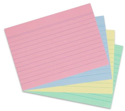 Herlitz 10836211 Karteikarte (A6, liniert) 200 Stück grün/gelb/rot/blau