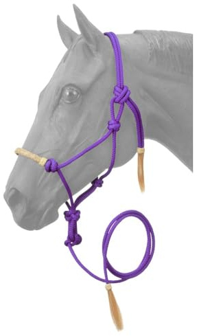 Tough1 Rawhide Noseband Rope Halter with Lead - Purple