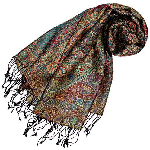 Lorenzo Cana - Pashmina Damenschal Schaltuch aus Seide und Wolle 70 x 190 cm Paisley Muster Schaltuch Stola Umschlagtuch gewebt 78118