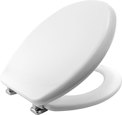 Bemis Alba Ultra-Fix White Toilet Seat. Oval Toilet Seat, Moulded Wood Material with Chrome Plated Hinges. Universal, Easy to Clean & Quick Installation