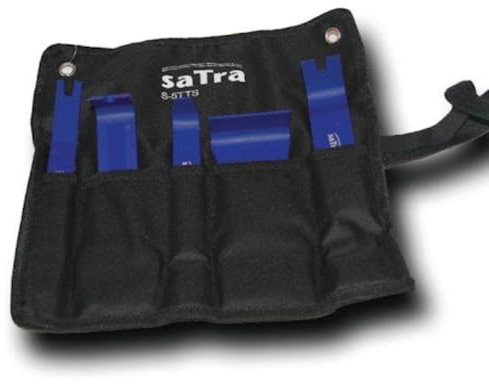 Satz S-5TTS Zierleisten Werkzeug Set 5 teilig mit Tasche Kunststoffhebel Verkleidungsteile Kunststoffclips Zierleistenkeile Rückspiegelgläser geschlitzte Klammerhebel Lösewerkzeug Gummidichtungen Armaturenbrett Türverkleidung Schalter KFZ Innenraumverkleidung