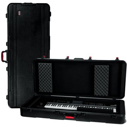 Gator Cases Frequent Flyer's Series Molded Flight Case for Larger 76-Note Keyboards with TSA Approved Locking Latches and Recessed Wheels, (GTSA-KEY76D)