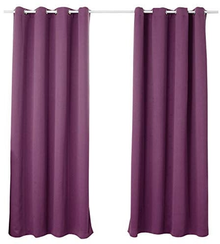 WOLTU Gardinen mit Ösen, Verdunklungsvorhang Blickdicht, Thermo Vorhang gegen Kälte und Hitze, Ösenschal, 250g/m² Dicke Vorhang, für Wohnzimmer Schlafzimmer, Violette