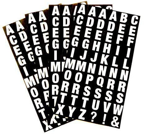 Klein Alphabet A-Z Sticker, Weiß Buchstaben auf Schwarz 10mm (0.4 Zoll) Square Klebeetiketten