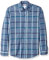 Amazon Essentials Men's Slim-Fit Long-Sleeve Poplin Shirt, Denim Large Plaid, XS