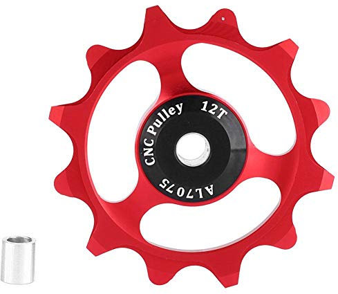 Dilwe Fahrrad Umwerfer Riemenscheibe, Fahrrad Hinterrad 12T Riemenscheibe Teile mit Adapter für 9/10/11 Speed Mountainbike(Rot)