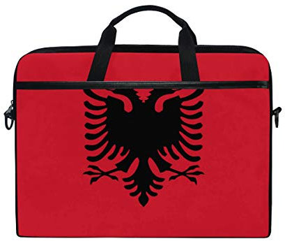 Albanien Flag 35,6 cm Laptop Schultertasche Messenger Bag Case Sleeve Aktentasche mit Griff für Damen Herren