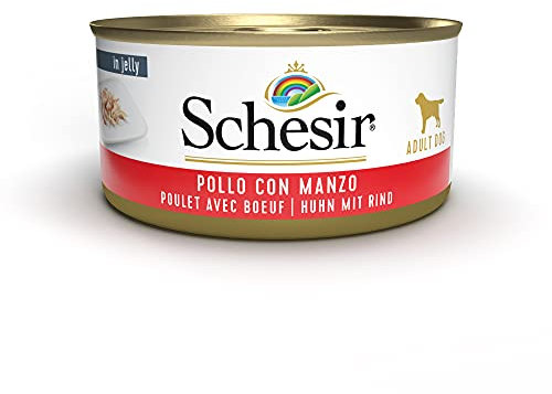 Schesir Dog Hühnerfilet mit Rind, Hundefutter nass, 18 Dosen x 150 g