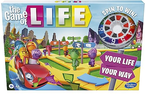 The Game of Life Board Game, Family Games for Kids Ages 8 and Up, Pegs Come in 6 Colors, Family Board Games for 2 to 4 Players