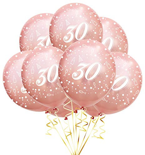 Oblique Unique® 10 Luftballons Zahl 30 für 30. Geburtstag Jubiläum Feier Party Deko Ballons Roségold