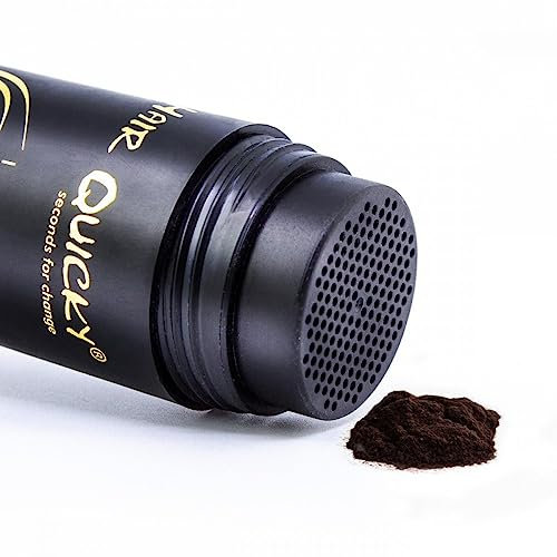 Hair Quicky® Premium Hair Fibers, Schütthaar, Streuhaar, Soforteffekt bei Geheimratsecken, Teilglatze, Haarausfall und lichtem Haar, für Männer & Frauen, natürliches Keratin | 12g | dunkelbraun