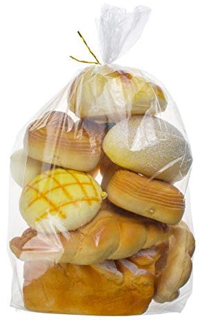 Lesibag Bread Gusseted Bags - 100 Clear Plastic Bags for Loafs, Home Baking Buns, and Baguettes with Free Twist Ties (18 x 8 x 4)…