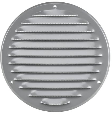Steinberg14 Griglia di Ventilazione Rotonda 160mm - Grigio con Zanzariera - Copertura di Ventilazione - Registro di Scarico Aria