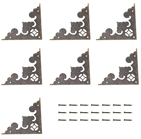 EMSea 24pcs Coin Protecteur Vintage en Métal Antique Boîte Décorative Coins de Meubles Protection Décoration Triangle Couverture Garde Accessoires