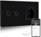 BSEED Smart ZigBee Lichtschalter mit Steckdose, Alexa ZigBee Steckdose mit Verbrauchsmessung, 2 Fach 1 Weg Wandschalter Kompatibel mit Alexa und Google Home Schwarz (Tuya ZigBee Hub erforderlich)