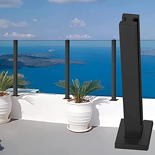 VIZET Glas Geländerpfosten Glashalter Edelstahl Schwarz Glaspaneel-Geländerpfosten, Quadratisch Terrassengeländer/Terrassentreppe/Balusterpfosten Für Innentreppen, Für Balkon Garten Hausflur