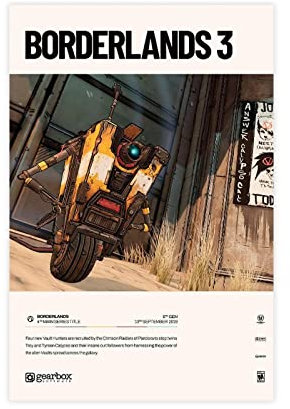 Borderlands 3 (2019) Videospiel-Poster, Leinwand, Poster, Schlafzimmer, Dekoration, Sport, Landschaft, Büro, Raumdekoration, Geschenk, ohne Rahmen, 50 x 75 cm