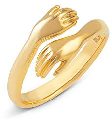 Gold Umarmender Ring 925 Sterling Silber Offener Ring Vergoldet Hug Ring Verstellbarer Ring Umarmungsring Geschenkidee (Vergoldeter Kupfer)