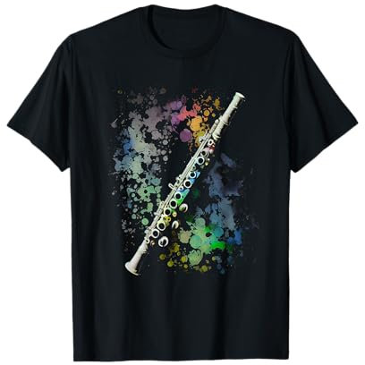 Querflöte Farben Bunt Musiker Geschenk für Flötenspieler T-Shirt