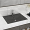 WIFESE Lavabo con Foro Rubinetto Grigio Scuro Opaco 60x46x16 cm Ceramica Lavatoio Ceramica Lavabo Bagno Sospeso Lavabo Da Appoggio Lavandino Da Appoggio Lavabo Sospeso Mobile Sospeso Bagno