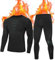 Roadbox Men's Thermal Underwear Sets - Fleece Lined Base Layer Tops & Bottoms Winer Thermals Long Johns for Skiing Cycling