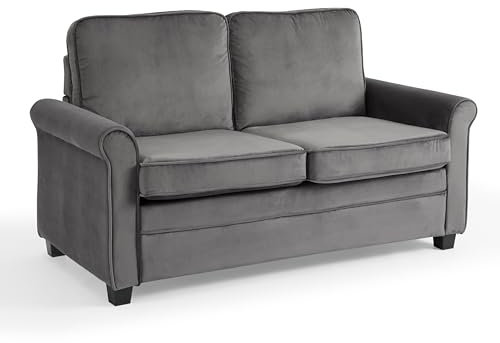 Home Detail Fabric Pull Out Sofa Bed Three Seater SofaBed Upholstered in Velvet Fabric or Cord (Grey Velvet)