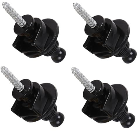 Bestgle 4Pcs Guitar Strap Locks and Buttons, Quick Release Security Strap Button Retainer Replacement Straplocks - Black